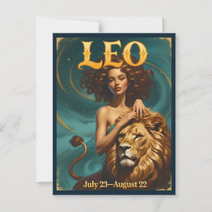 Leo Zodiak Astrologi Födelsedagskort Vykort