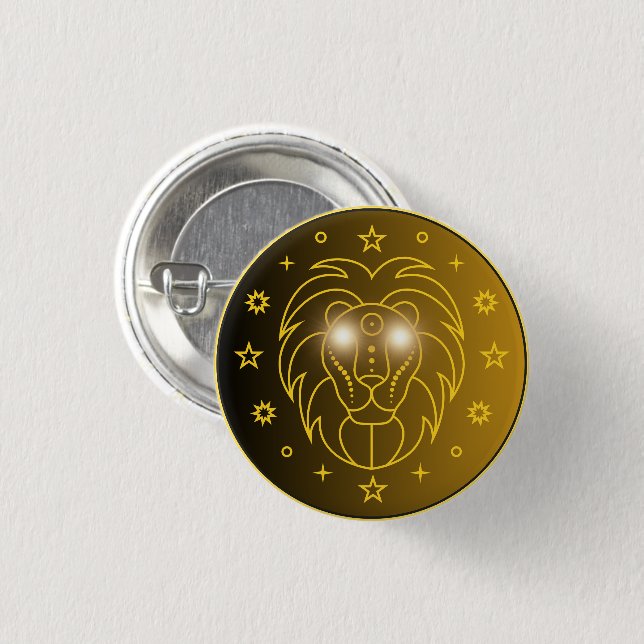 Leo Zodiak Emblem | Minimalistiskt Celest Symbol Knapp (Framsida & baksida)