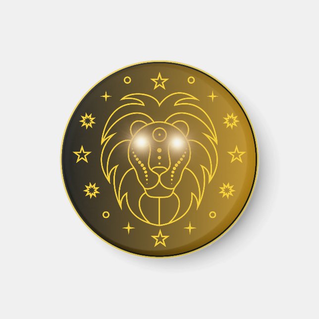 Leo Zodiak Emblem | Minimalt Celest Symbol Magnet (Framsidan)