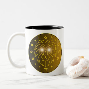 Leo Zodiak Emblem Minimalt Celest Symbol Två-Tonad Mugg