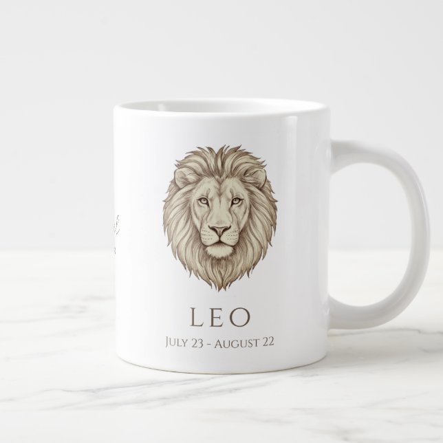 Leo Zodiak Personligt Namn & Födelsedatum Jumbo Mugg (Höger)