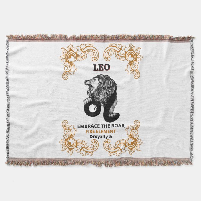 Leo Zodiak Royalitet | Omfamna Vrålet Eld Element Filt (Framsidan)