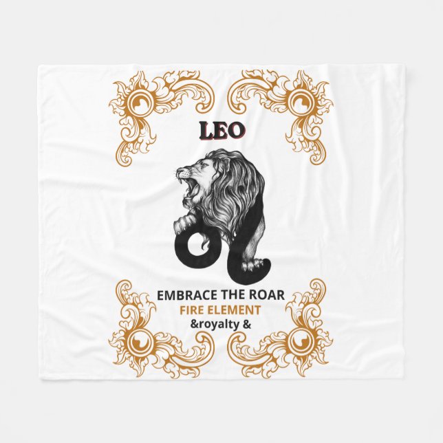 Leo Zodiak Royalitet | Omfamna Vrålet Eld Element Fleecefilt (Framsidan (Horisontell))
