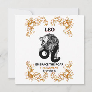 Leo Zodiak Royalitet Omfamna Vrålet Eld Element Inbjudningar