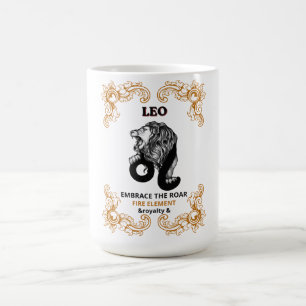 Leo Zodiak Royalitet Omfamna Vrålet Eld Element Kaffemugg