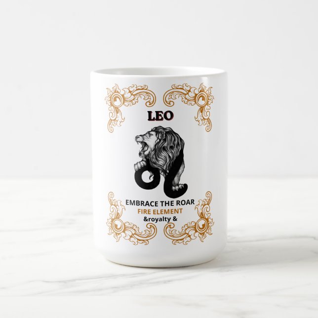 Leo Zodiak Royalitet | Omfamna Vrålet Eld Element Kaffemugg (Center)