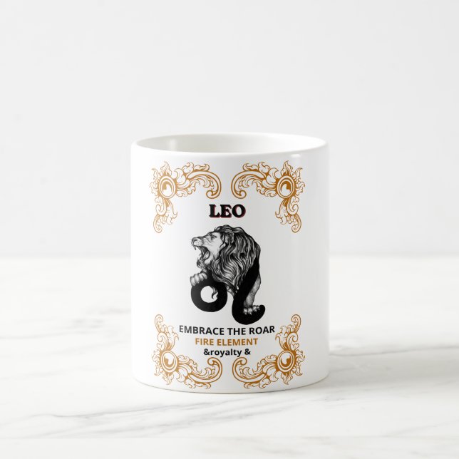Leo Zodiak Royalitet | Omfamna Vrålet Eld Element Kaffemugg (Center)