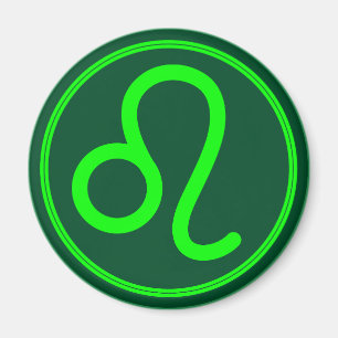 Leo Zodiak Symbol Grön Kontrast Magnet