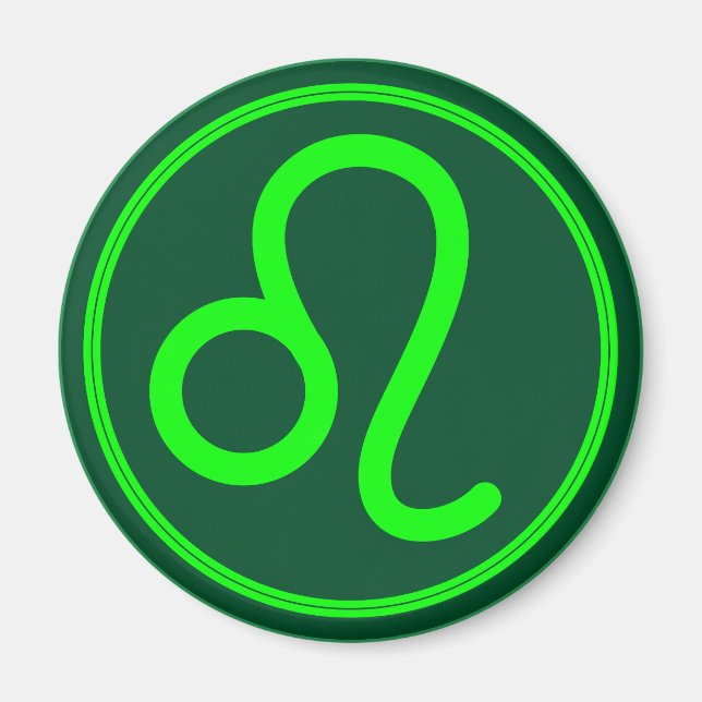 Leo Zodiak Symbol Grön Kontrast Magnet (Framsidan)