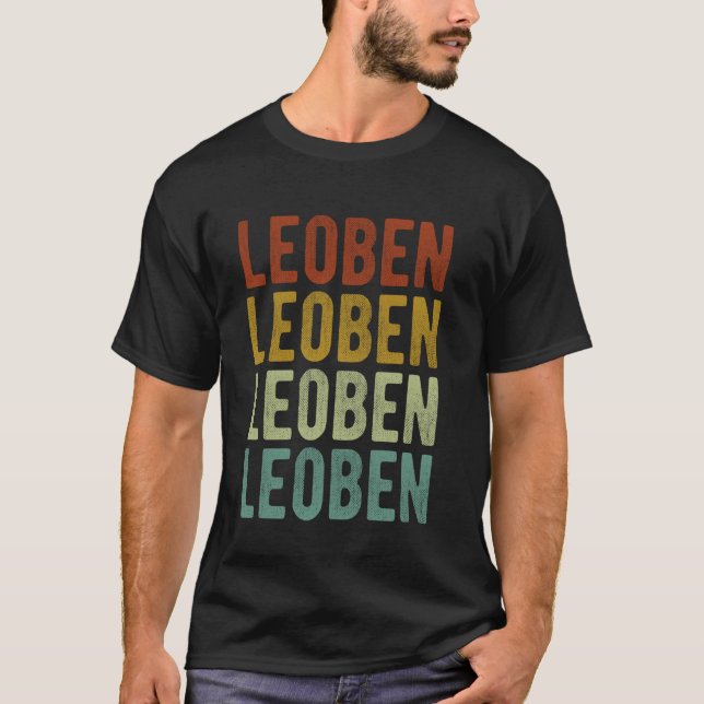 Leoben Stad Österrike Retro T Shirt (Framsida)