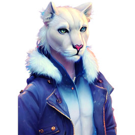 león alvino con cazadora benporslin mugg