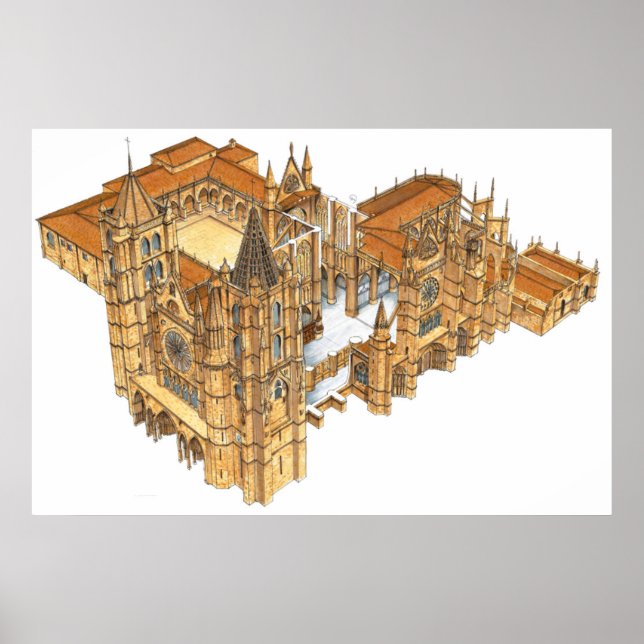 Leon Cathedral. Spanien Poster (Framsidan)