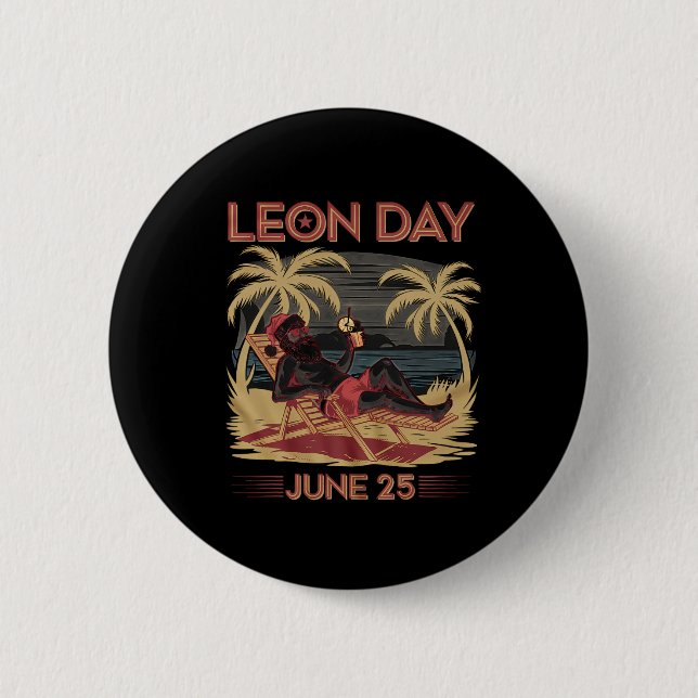 Leon Day June 25 Santa Beach 6 månader till jul Knapp (Framsida)