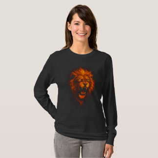 León de fuego Camiseta manga larga T Shirt