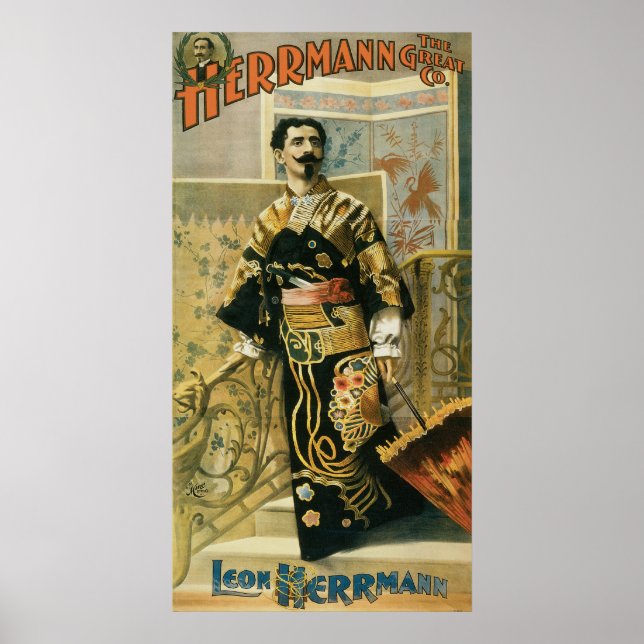 Leon Herrmann Magician Vintage Poster (Framsidan)
