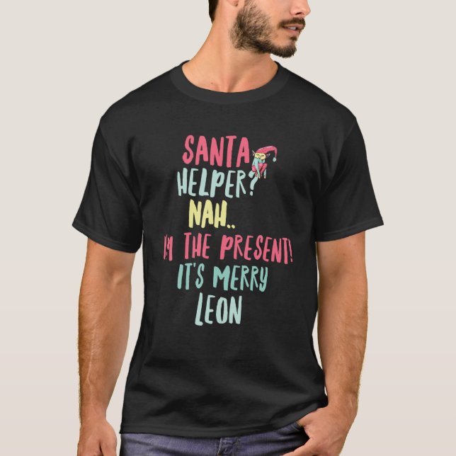 Leon Jul Funny Text Santa Helper Man Boy T Shirt (Framsida)