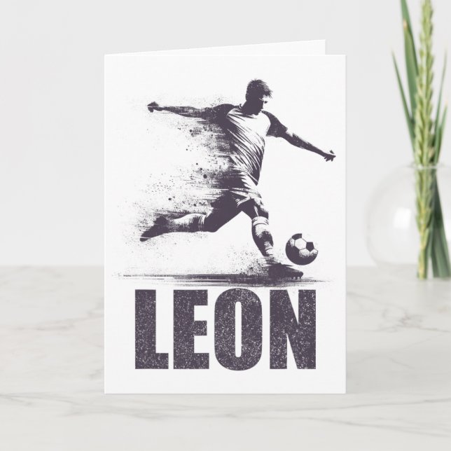 Leon Soccer Boys Personalized First Name Leon  Kort (Framsida)