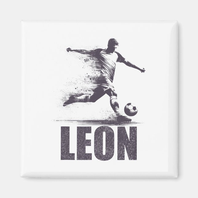 Leon Soccer Boys Personalized First Name Leon  Magnet (Framsidan)