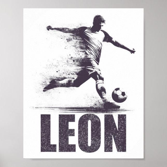 Leon Soccer Boys Personalized First Name Leon  Poster (Framsidan)