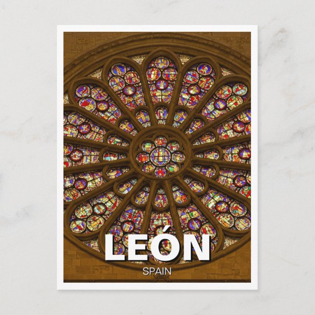 León Spain Cathedral Ro Window Vykort (Framsida)
