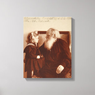 Leon Tolstoy med hans sondotter, Tatiana Canvastryck