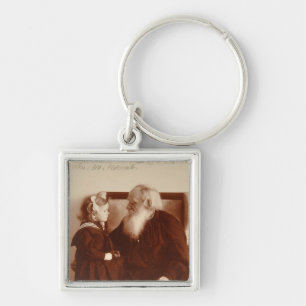 Leon Tolstoy med hans sondotter, Tatiana Fyrkantig Silverfärgad Nyckelring