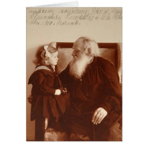Leon Tolstoy med hans sondotter, Tatiana Hälsningskort