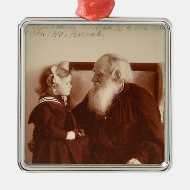 Leon Tolstoy med hans sondotter, Tatiana Julgransprydnad Metall (Framsidan)
