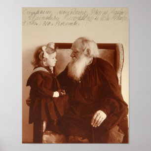 Leon Tolstoy med sin dotterdotter Tatiana Poster