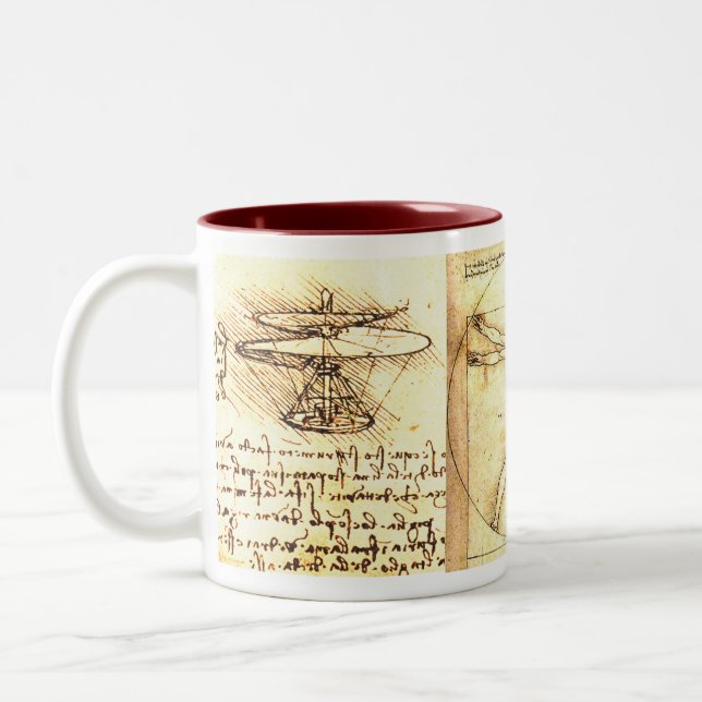 Leonado Da Vinci teckningar 2 Två-Tonad Mugg (Vänster)