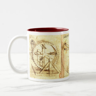 Leonado Da Vinci teckningar 4 Två-Tonad Mugg