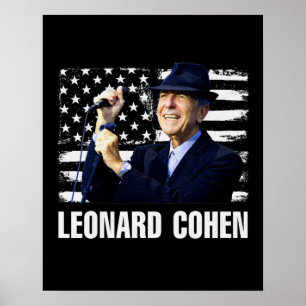 Leonard Cohen American Flagga Poster