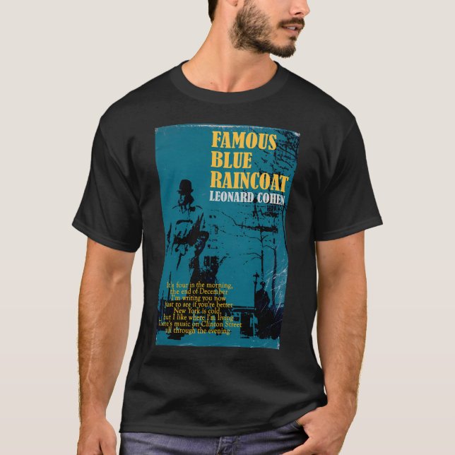 Leonard Cohen Berömda Blå Rock T Shirt (Framsida)