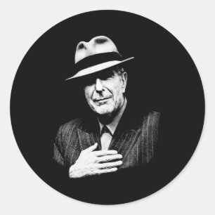 Leonard Cohen - Black and White Music Legend Runt Klistermärke