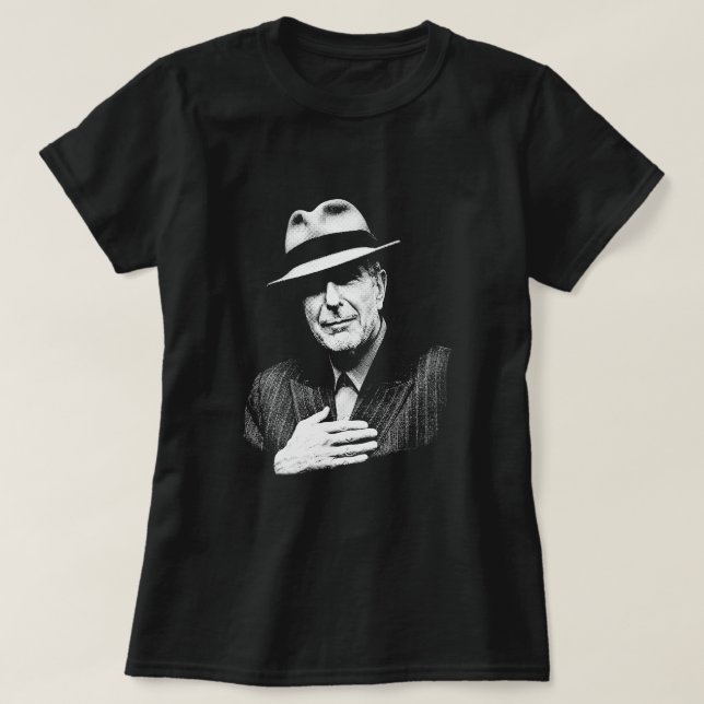 Leonard Cohen - Black and White Music Legend T Shirt (Design framsida)
