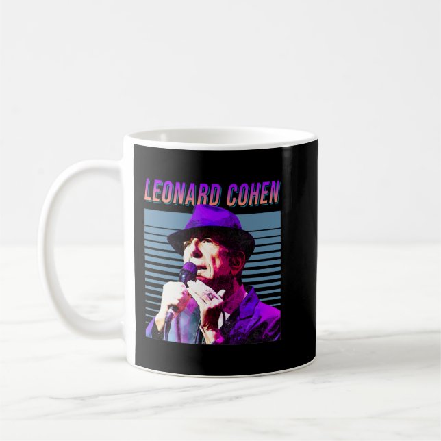 Leonard Cohen Faded 80s Vintage Aesthetic Design Kaffemugg (Vänster)