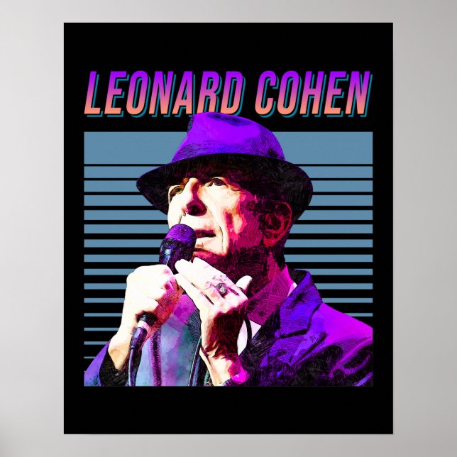 Leonard Cohen Faded 80s Vintage Aesthetic Design Poster (Framsidan)