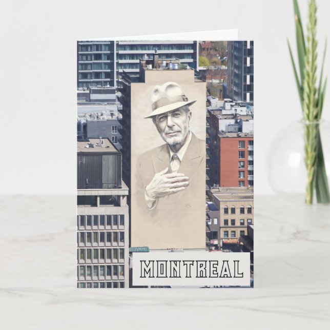 Leonard Cohen Mural i Montreal Canada Tack Kort (Framsida)