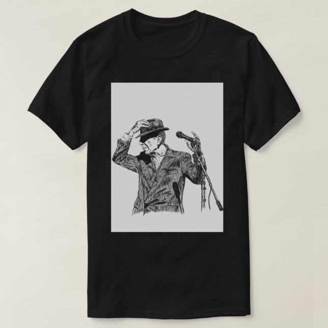 Leonard Cohen Original Hand Drawn Ink Print   T Shirt (Design framsida)