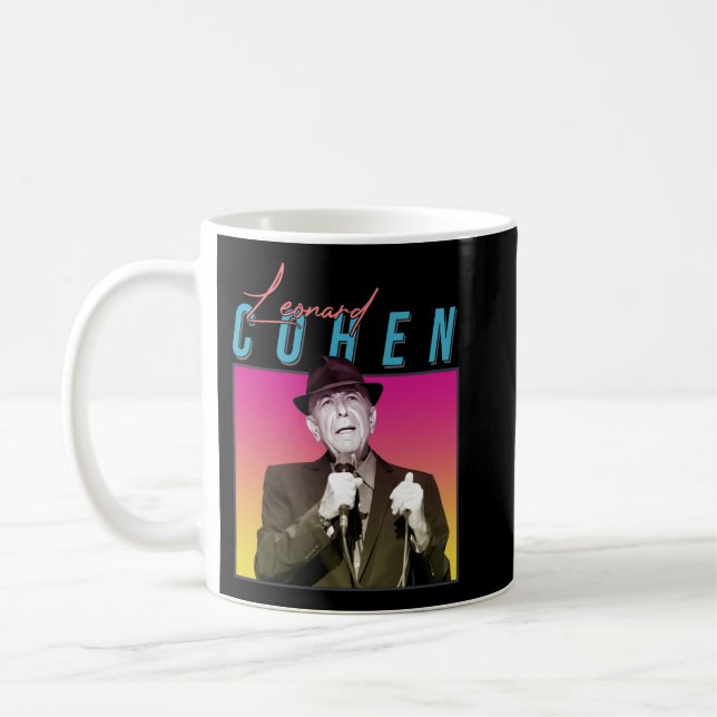 Leonard Cohen Retro 80-talet Stil Kaffemugg (Vänster)