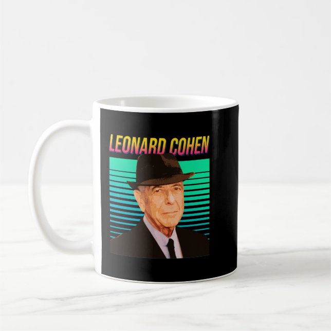 Leonard Cohen Retro Porträtt Kaffemugg (Vänster)