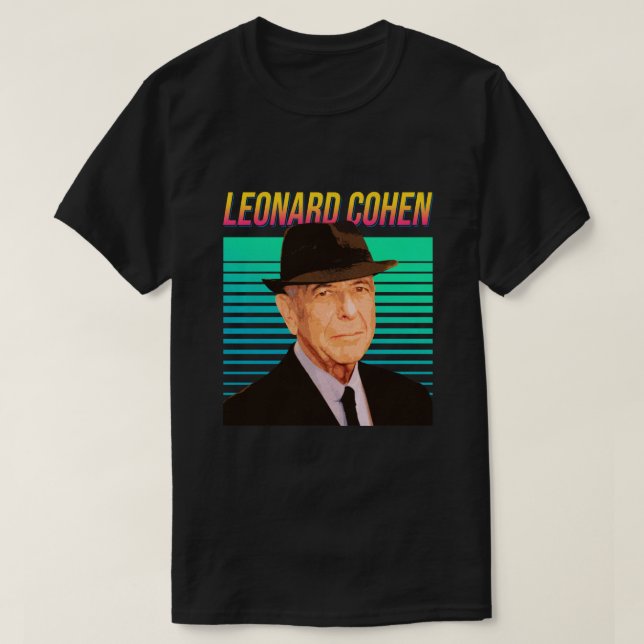 Leonard Cohen Retro Porträtt T Shirt (Design framsida)