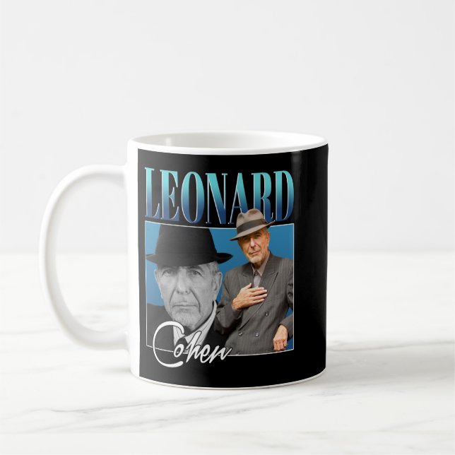 Leonard Cohen Retro Stil Gifts for Fläkt Kaffemugg (Vänster)