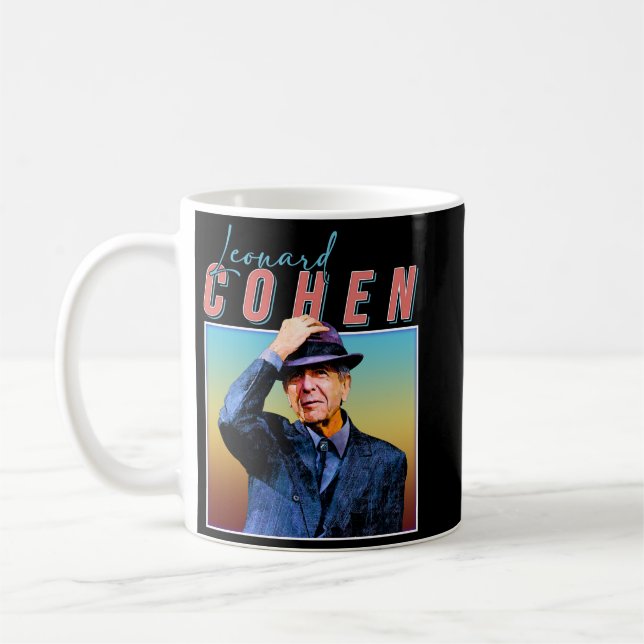 Leonard Cohen Retro Stil Music Fläkt Gifts Kaffemugg (Vänster)
