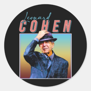 Leonard Cohen Retro Stil Music Fläkt Gifts Runt Klistermärke