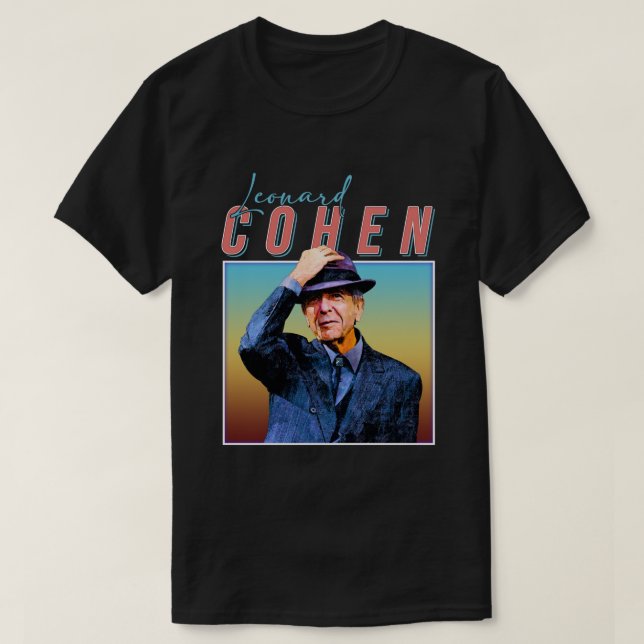 Leonard Cohen Retro Stil Music Fläkt Gifts T Shirt (Design framsida)