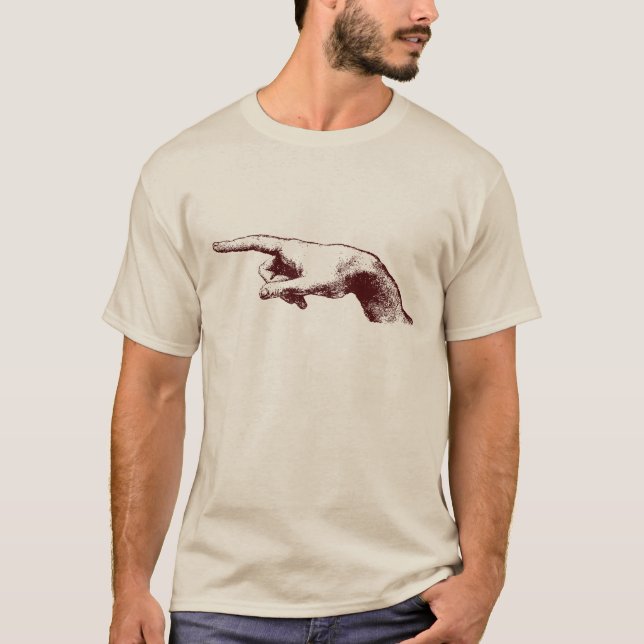 Leonard Da Vinci pekade på finger t-shirt (Framsida)