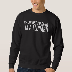 Leonard Funny Surname Family Träd Birthday Reunion Lång Ärmad Tröja