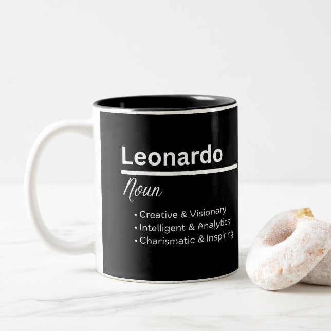 Leonardo Boy Name Definition Personalized Mug Två-Tonad Mugg (Med munk)