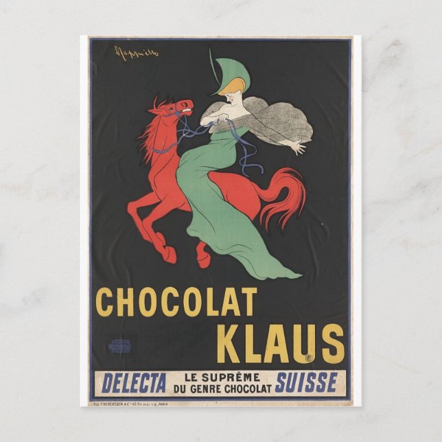 Leonardo Cappiello : Chocolat Klaus 1903 Vykort (Framsida)